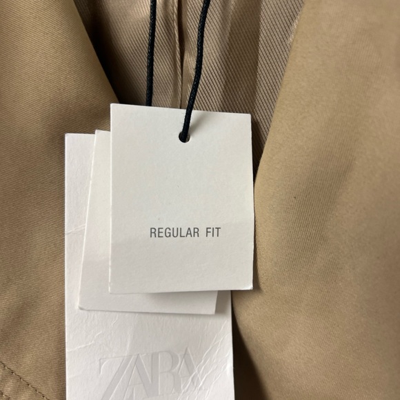 Zara Water Repellent Double-Breasted Trench Coat ZW Collection Camel Size S NWT - Picture 9 of 12